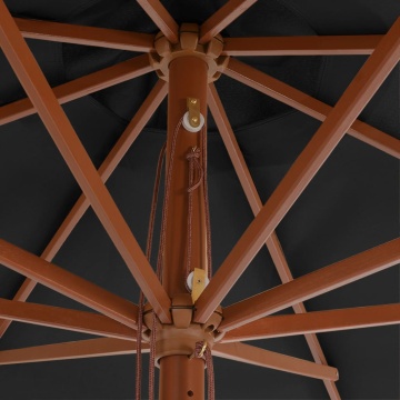 Umbrelă de soare de exterior, stâlp din lemn, antracit, 350 cm - Img 3