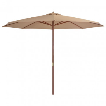 Umbrelă de soare de exterior, stâlp din lemn, gri taupe, 350 cm - Img 1