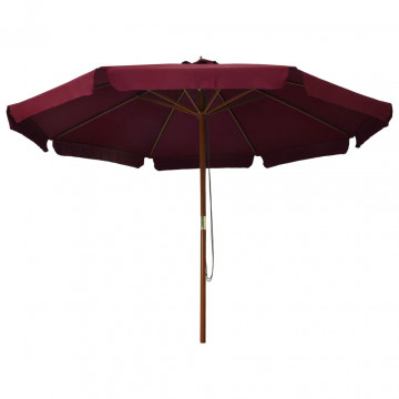 Umbrelă de soare de exterior, stâlp lemn, roșu burgund, 330 cm - Img 2