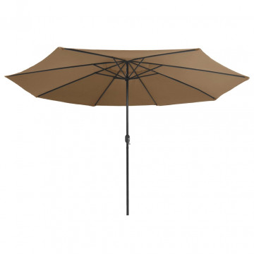 Umbrelă de soare de exterior, stâlp metalic, gri taupe, 400 cm - Img 3