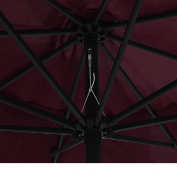 Umbrelă de soare de exterior, stâlp metalic, roșu bordo, 400 cm - Img 6
