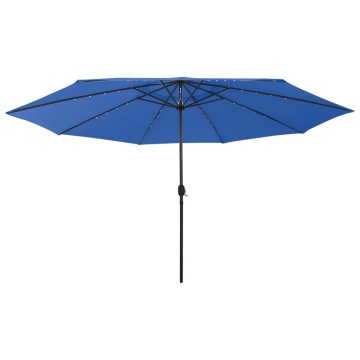 Umbrelă de soare de grădină cu LED-uri, albastru azuriu, 400 cm - Img 1