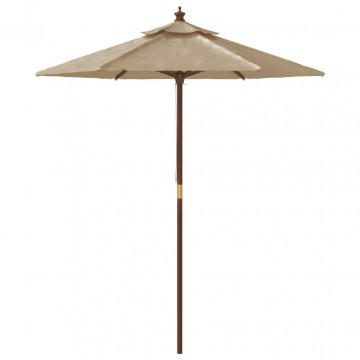 Umbrelă de soare de grădină stâlp din lemn gri taupe 196x231 cm - Img 4