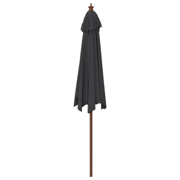 Umbrelă de soare de grădină stâlp din lemn, negru, 299x240 cm - Img 8