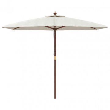 Umbrelă de soare de grădină stâlp din lemn, nisipiu, 299x240 cm - Img 3