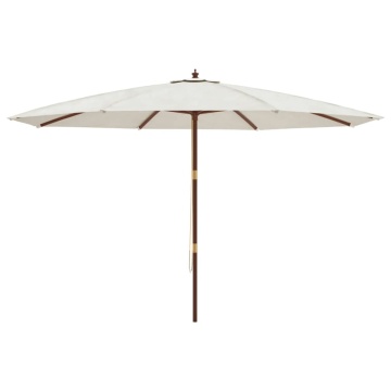 Umbrelă de soare de grădină stâlp din lemn, nisipiu, 400x273 cm - Img 4