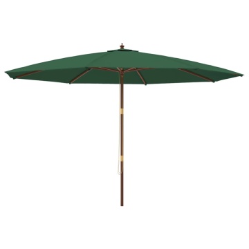 Umbrelă de soare de grădină, stâlp din lemn, verde, 400x273 cm - Img 2