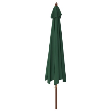 Umbrelă de soare de grădină, stâlp din lemn, verde, 400x273 cm - Img 8