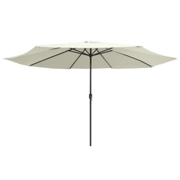 Umbrelă de soare de grădină, stâlp metalic, alb nisipiu 390 cm - Img 2
