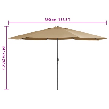 Umbrelă de soare de grădină, stâlp metalic, taupe, 390 cm - Img 6