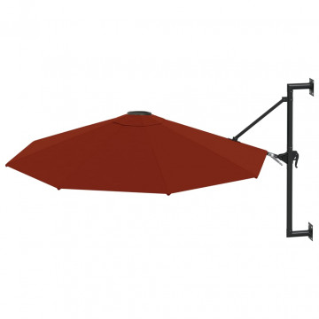 Umbrelă de soare de perete cu stâlp metalic, cărămiziu, 300 cm - Img 2