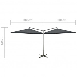 Umbrelă de soare dublă cu stâlp din oțel, antracit, 600 cm - Img 7
