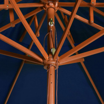 Umbrelă de soare dublă, stâlp din lemn, albastru, 270 cm - Img 5