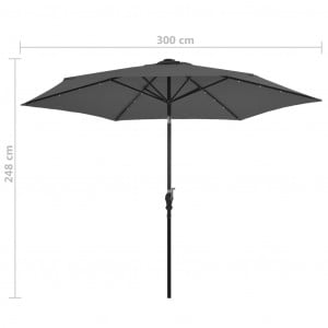 Umbrelă de soare exterior cu LED & stâlp de oțel antracit 300cm - Img 6