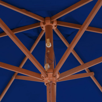 Umbrelă de soare exterior cu stâlp din lemn, albastru, 270 cm - Img 6