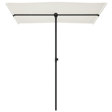 Umbrelă de soare exterior stâlp aluminiu alb nisipiu 180x110 cm - Img 4