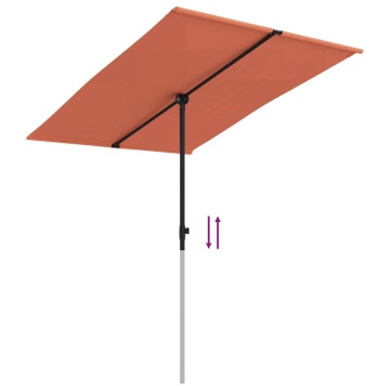 Umbrelă de soare exterior, stâlp aluminiu, cărămiziu, 2x1,5 cm - Img 6