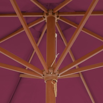 Umbrelă de soare exterior, stâlp din lemn, 300 cm, roșu bordo - Img 7