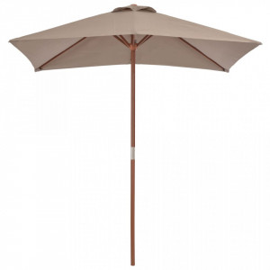 Umbrelă de soare, exterior, stâlp lemn, 150x200 cm, gri taupe - Img 3