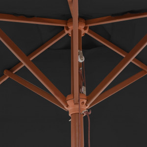 Umbrelă de soare, exterior, stâlp lemn, negru, 150x200 cm - Img 2