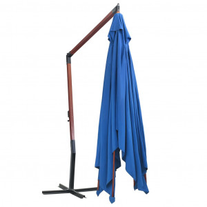 Umbrelă de soare suspendată, stâlp lemn, albastru, 400 x 300 cm - Img 8