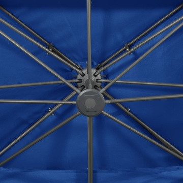 Umbrelă în consolă cu înveliș dublu, albastru azuriu 400x300 cm - Img 6