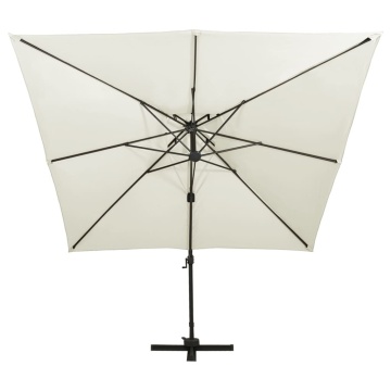 Umbrelă în consolă cu înveliș dublu, nisipiu, 300x300 cm - Img 3