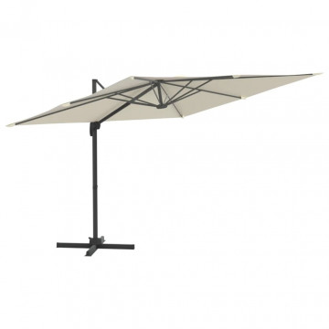 Umbrelă în consolă cu LED, alb nisipiu, 400x300 cm - Img 2