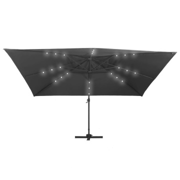 Umbrelă în consolă cu LED stâlp din aluminiu antracit 400x300cm - Img 4