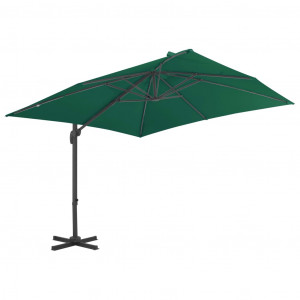 Umbrelă în consolă cu stâlp din aluminiu, verde, 300x300 cm - Img 3