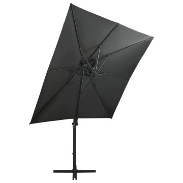 Umbrelă în consolă cu stâlp și LED-uri, antracit, 250 cm - Img 3