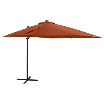 Umbrelă în consolă cu stâlp și LED-uri, cărămiziu, 250 cm - Img 1
