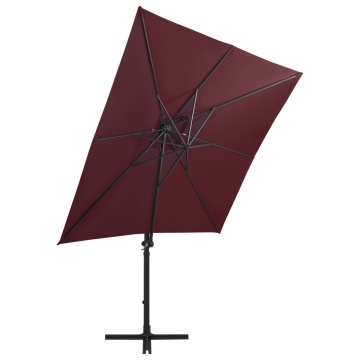Umbrelă în consolă cu stâlp și LED-uri, roșu bordo, 250 cm - Img 4