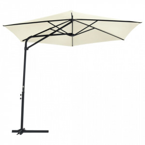 Umbrelă soare de exterior cu stâlp din oțel, alb nisipiu 300 cm - Img 4