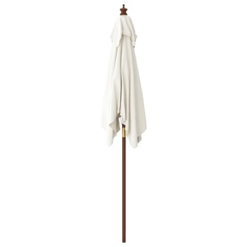 Umbrelă soare de grădină stâlp din lemn nisipiu 198x198x231 cm - Img 4