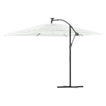 Umbrelă soare de grădină stâlp din oțel, alb 290x290x238 cm - Img 8