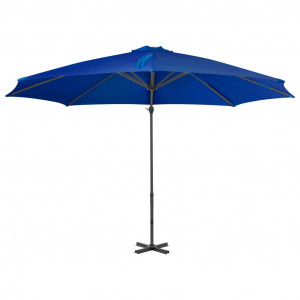 Umbrelă suspendată cu stâlp aluminiu, albastru azuriu, 300 cm - Img 3