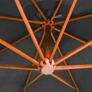 Umbrelă suspendată cu stâlp, antracit, 3,5x2,9 m, lemn brad - Img 2