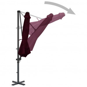 Umbrelă suspendată cu stâlp din aluminiu, roșu, 300 cm - Img 3