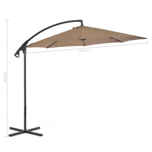 Umbrelă suspendată cu stâlp din oțel, gri taupe, 300 cm - Img 6