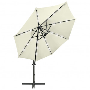 Umbrelă suspendată cu stâlp și LED-uri, nisipiu, 300 cm - Img 3