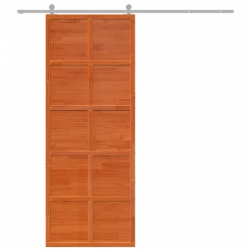 Ușă de hambar, maro ceruit, 80x208 cm, lemn masiv de pin - Img 3