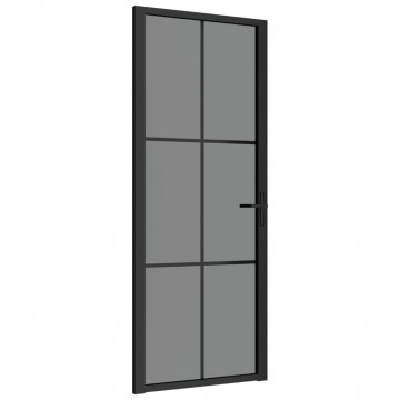Ușă de interior, 83x201,5 cm, negru, sticlă ESG și aluminiu - Img 2