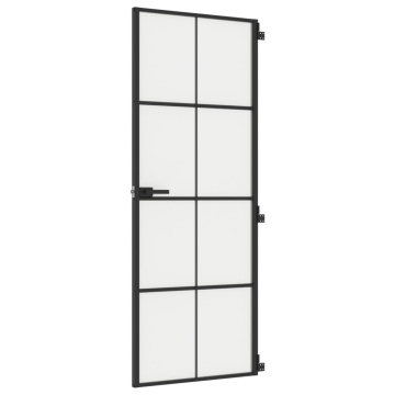 Ușă de interior negru 76x201,5 cm sticlă securiz./aluminiu slim - Img 2