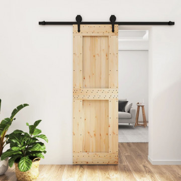 Ușă glisantă cu set de feronerie 70x210 cm, lemn masiv de pin - Img 1