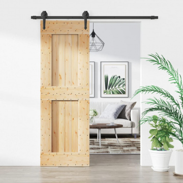 Ușă glisantă cu set de feronerie 70x210 cm, lemn masiv de pin - Img 1