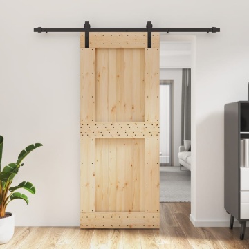 Ușă glisantă cu set de feronerie 85x210 cm, lemn masiv de pin - Img 1