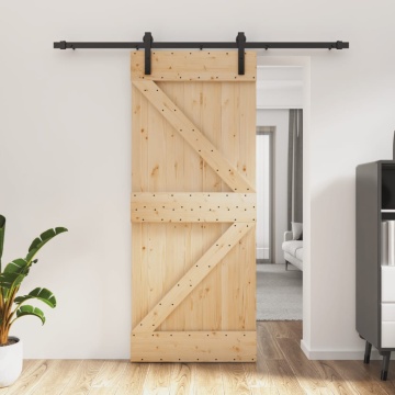 Ușă glisantă cu set de feronerie 85x210 cm, lemn masiv de pin - Img 1