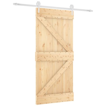 Ușă glisantă cu set de feronerie 95x210 cm, lemn masiv de pin - Img 2