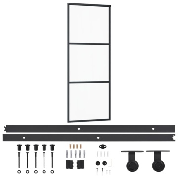 Ușă glisantă cu set feronerie, 76x205 cm, sticlă ESG/aluminiu - Img 2